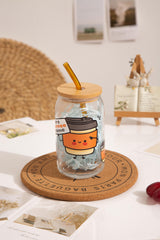 Coffee Time Print Glass Cup – 16 oz. for Coffee Lovers