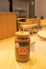 Coffee Time Print Glass Cup – 16 oz. for Coffee Lovers